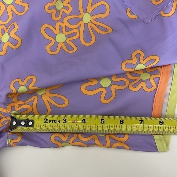 Men’s SVRN Sovereign CODE Swim Trunks Purple Orange Sz XL Elastic Waist 1 Pocket - Picture 8 of 13